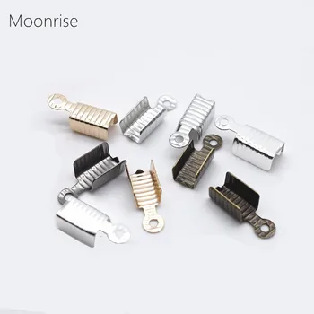 

5mm Gold/Rhodium Crimp End Caps & Clasps Cord or Ribbon Connect Clasps Diy Jewelry Findings Accessories 100PCS HK099