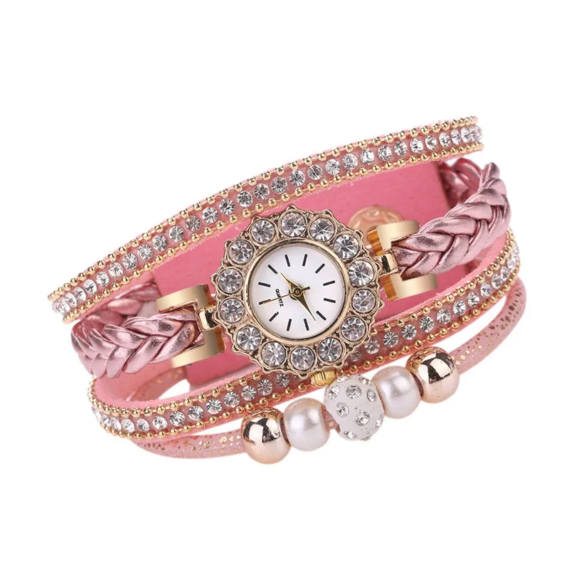 DUOYA брендовые модные часы женские кварцевые часы с цветком и стразами роскошные часы с браслетом для женщин наручные часы с драгоценными камнями A2