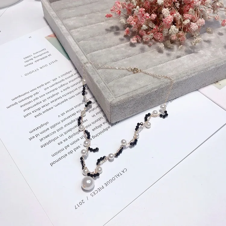 Новые корейские модные ювелирные изделия милое Кристальное ожерелье бусы из искусственного жемчуга ожерелье s& Кулоны женское Чокер-колье