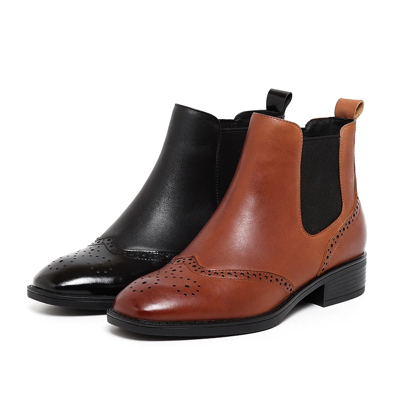 Cheap MYCOLEN New Chelsea Boots Women Shoes Comfortable Round Toe Thick Heels Shoes Band Fashion Solid Slip-on Ankle Boots Waterproof 4