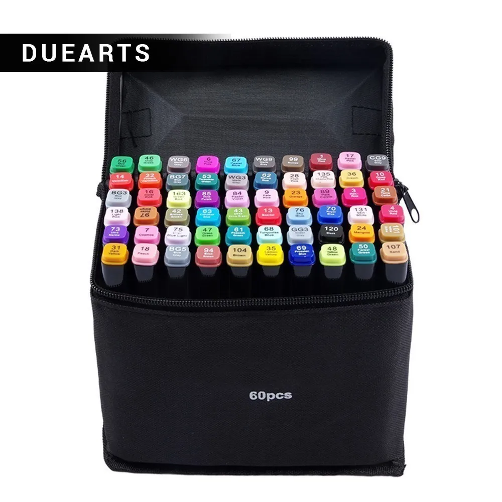 

NEW Three generations of marker pen set double head color alcohol oily 60 color and 80 color marker