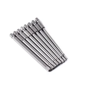 

8Pcs/Set T8-T40 100mm Magnetic Torx Screwdriver Bits 1/4" Hex Shank