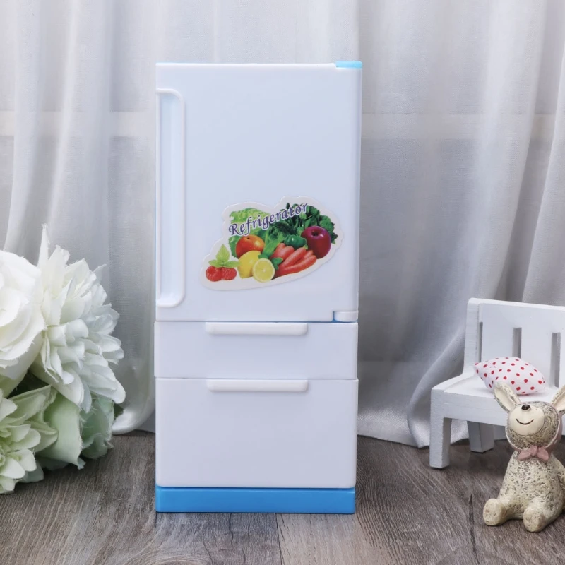 

Refrigerator Play Set Doll House Doll Fridge Freezer With Food Kid Toy Furniture Toy For Children