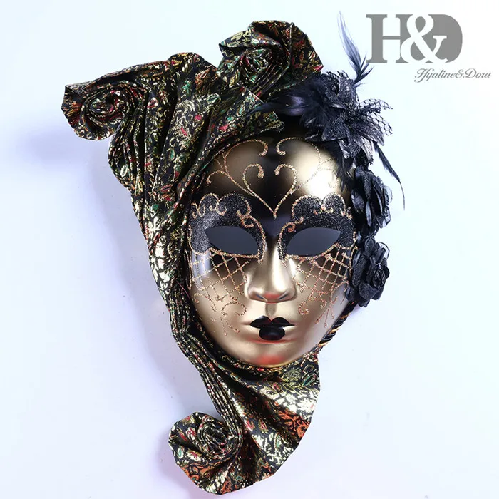 H& D 8 цветов головной убор полное лицо Маскарадная маска для Венецианского маскарада настенная маска карнавальный костюм Fanshaped маска Mardi Gras подарки - Цвет: Type 3