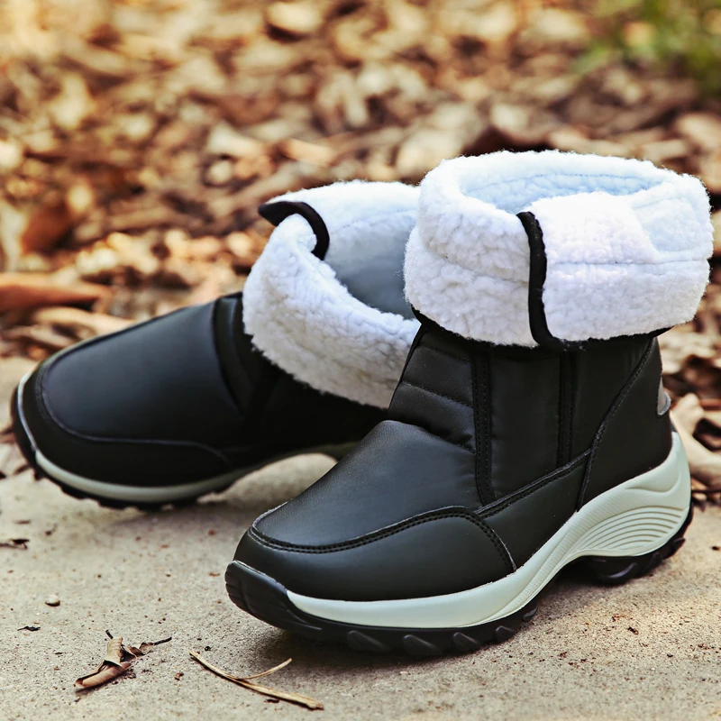 Высокие хлопковые ботинки г. Женские зимние водонепроницаемые уличные Нескользящие бархатные зимние ботинки на толстой подошве женские повседневные ботинки v74