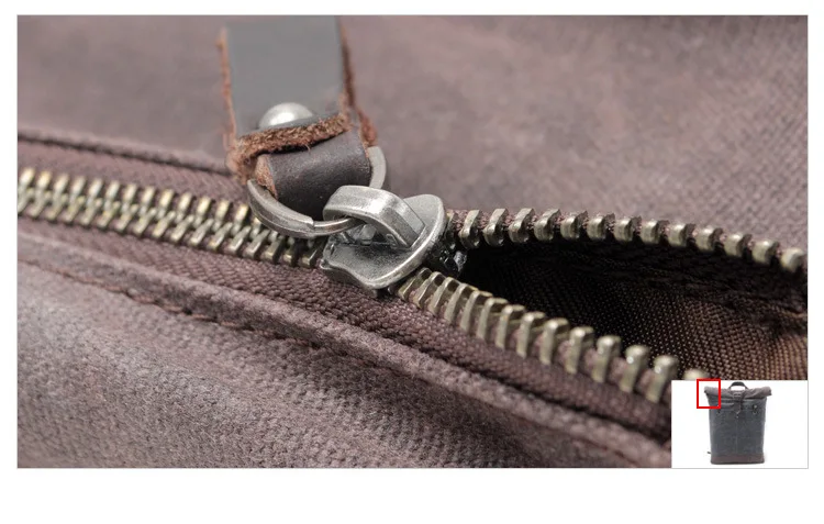ZIPPER DISPLAY of Woosir Waterproof Waxed Canvas Roll Top Backpack