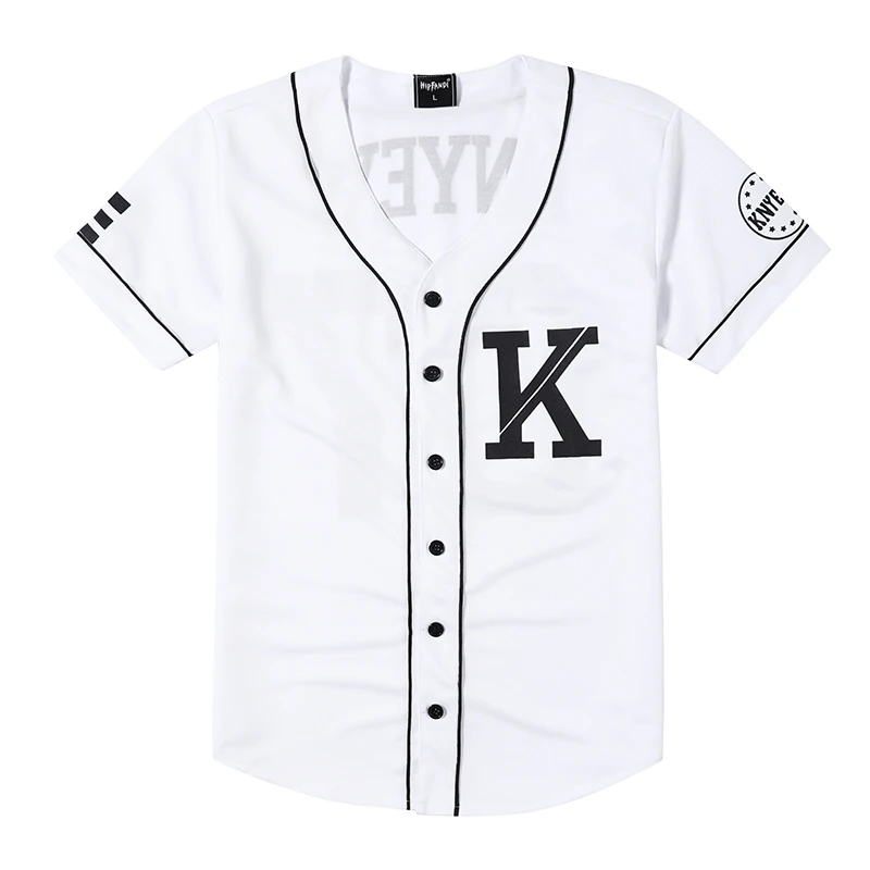 Baseball Jersey Letter Printing Tshirt Hip Hop Men Women Baseball Tee Shirt Color Black And