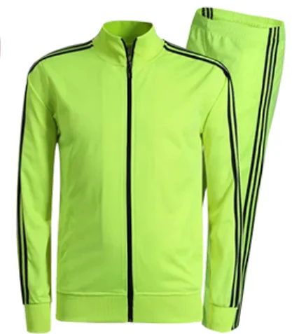МОЛОДЕЖНЫЙ мужской костюм для бега с длинным рукавом, футбольные куртки и штаны, Бархатный спортивный костюм для бега на открытом воздухе, тренировочный комплект с толстовкой - Цвет: Fluorescent green