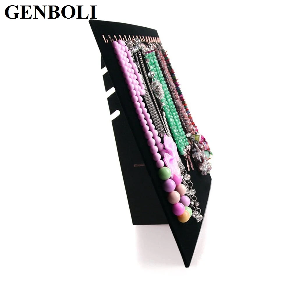 Black Velvet 17 Hook Necklace Chain Bracelet Display Stand Women Jewelry Organizer Holder Storage Case Container Rack Whosale