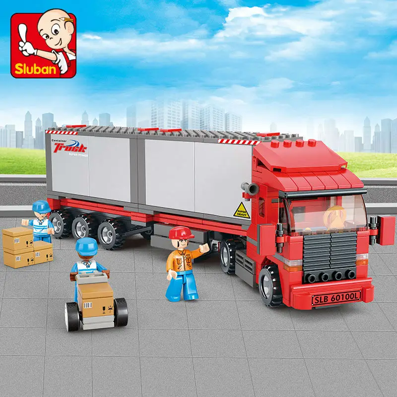 Sluban-playmobil-transport-enligthen-truck-Building-Block-Transporters-DIY-assemblage-brick-toys (2)
