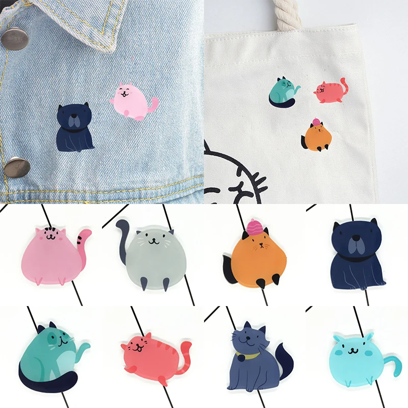 

Hot 1PC Creative cartoon student cute sister dress cat modeling brooches For Women Korean fashion acrylic style badge