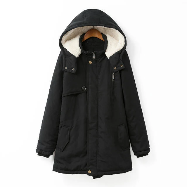 Осенне-зимняя Женская Базовая куртка из овечьей шерсти, женское Свободное пальто, большие размеры, хлопковая теплая плотная куртка