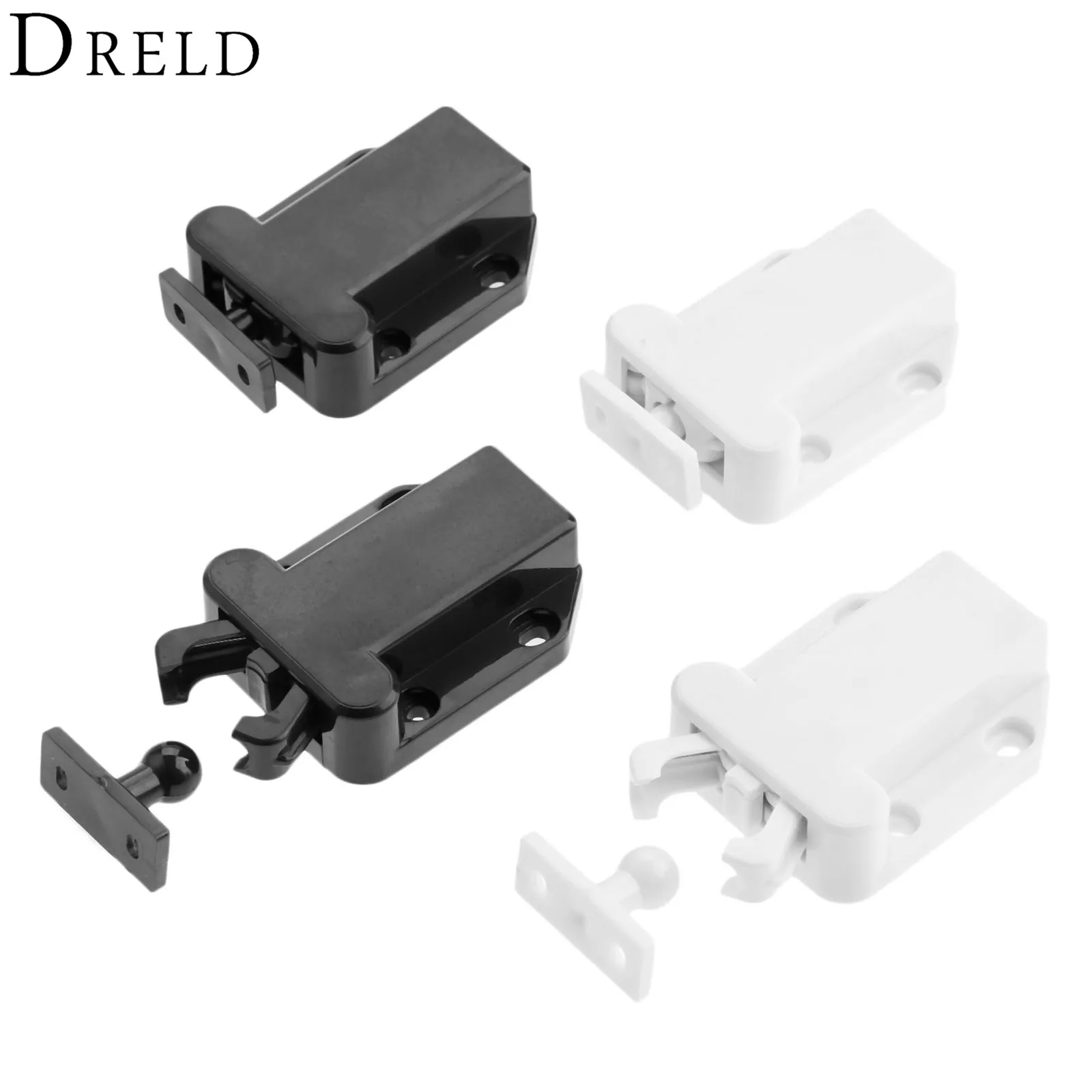 DRELD 2Pcs ABS Push Latch Push To Open Drawer Catch Touch Latch
