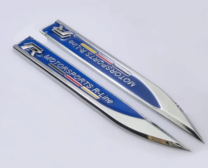 1 Pair R LINE FR Chrome Metal Car Fender Styling Badge Accessory for CC