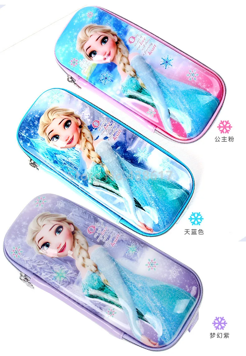 Новая школьная сумка для девочек с 3D изображением принцессы Эльзы розового, голубого, фиолетового цветов, чехол-карандаш для детей, рюкзак для начальной школы