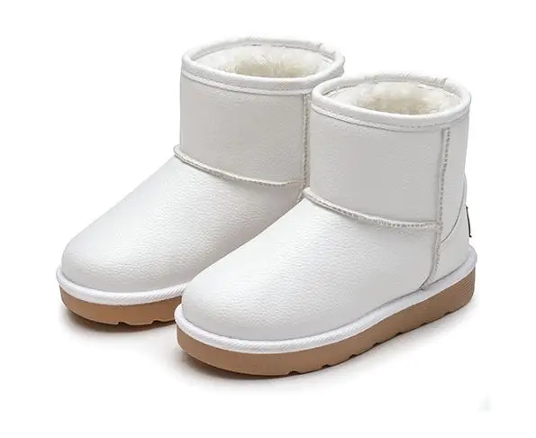 Г., зимние модные ботинки для детей зимние ботинки для маленьких девочек детские теплые ботинки с плюшевой подкладкой из хлопка водонепроницаемые ботильоны - Цвет: white
