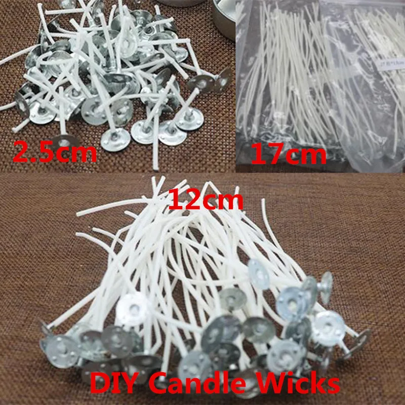 

20pcs DIY Candle Wicks 2.5cm/12cm/17cm Lenth, Handmade Tealight or Candle Cup Wicks, Cotton Threads with Aluminium Pedestal