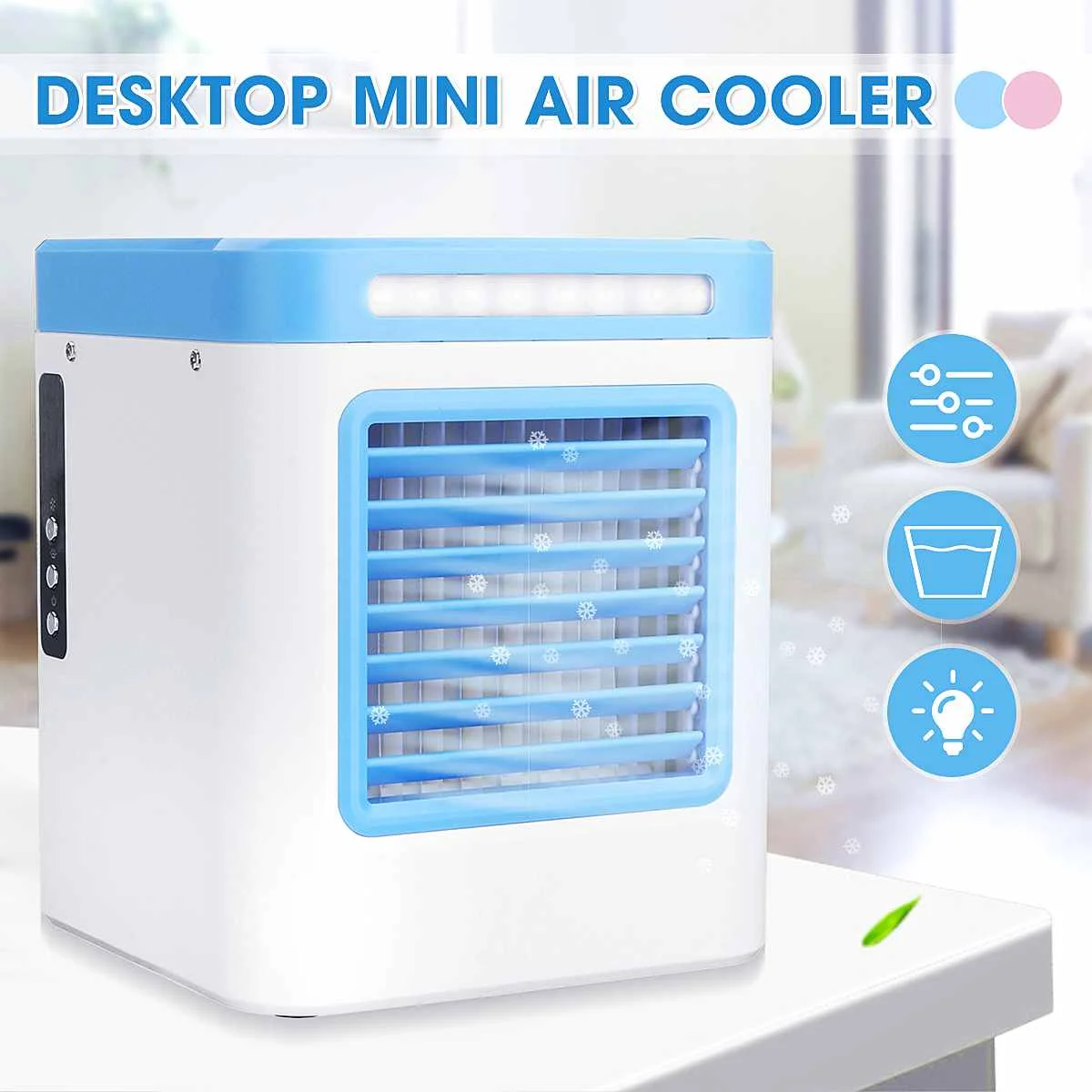 

Mini Air Cooler USB Portable Air Conditioner Humidifier Purifier Dimmable LED Light Desktops Household 3 Speeds Air Conditioning