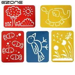 EZONE 5 шт. c Книги по искусству Ун ПВХ полые живопись правитель можно напечатать каваи дерево/Защита от солнца/рыба/слон /Одуванчик DIY Рисунок