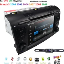 Cámara gratis 7 “doble 2 Din coche estéreo reproductor de DVD de navegación para Mazda 3 Mazda3 2004-2009 con GPS Bluetooth USB SWC SD DAB TPMS