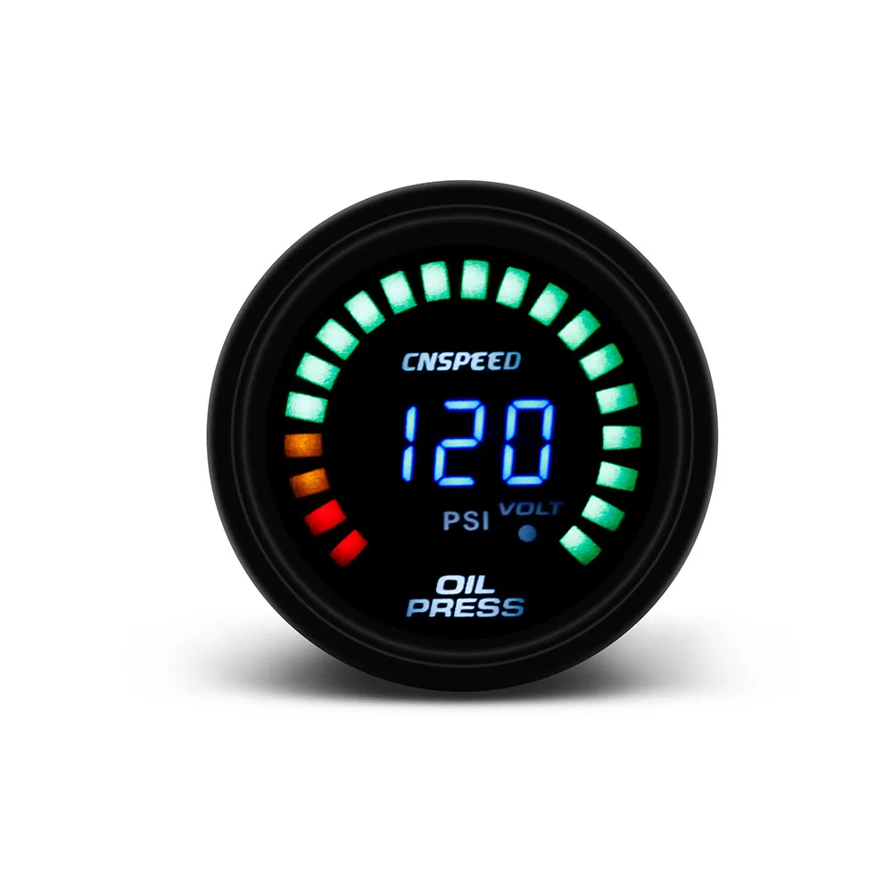 CNSPEED 2" 52mm Digital Analog 20 LED Car Oil Pressure Gauge 0120 Psi