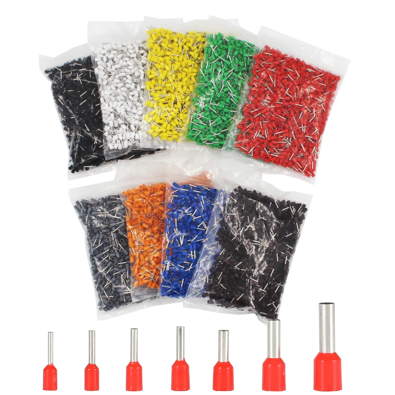 

1000 pcs/lot wire cable electrical connector terminator 7 size AWG 10-22 TG-JT type Tube Pre-Insulating crimp terminal faston