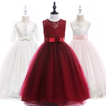 Платье для девочек, длинное праздничное платье принцессы для детей 8, 10, 12, 14, 16 лет, одежда для подростков, кружевное свадебное платье для девочек-подростков