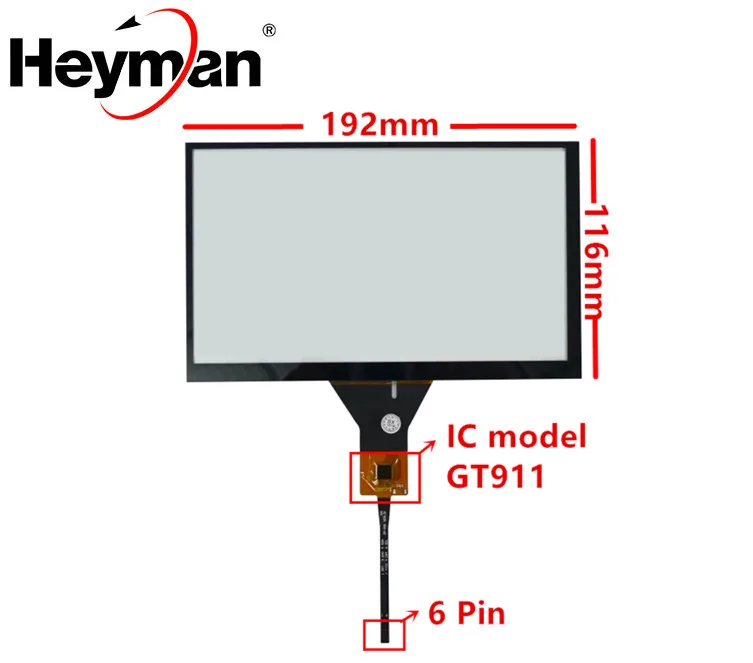 

Universal 8 inch 192mm*116mm GT911 Capacitive Touch Digitizer Car DVD navigation Touch screen panel Glass