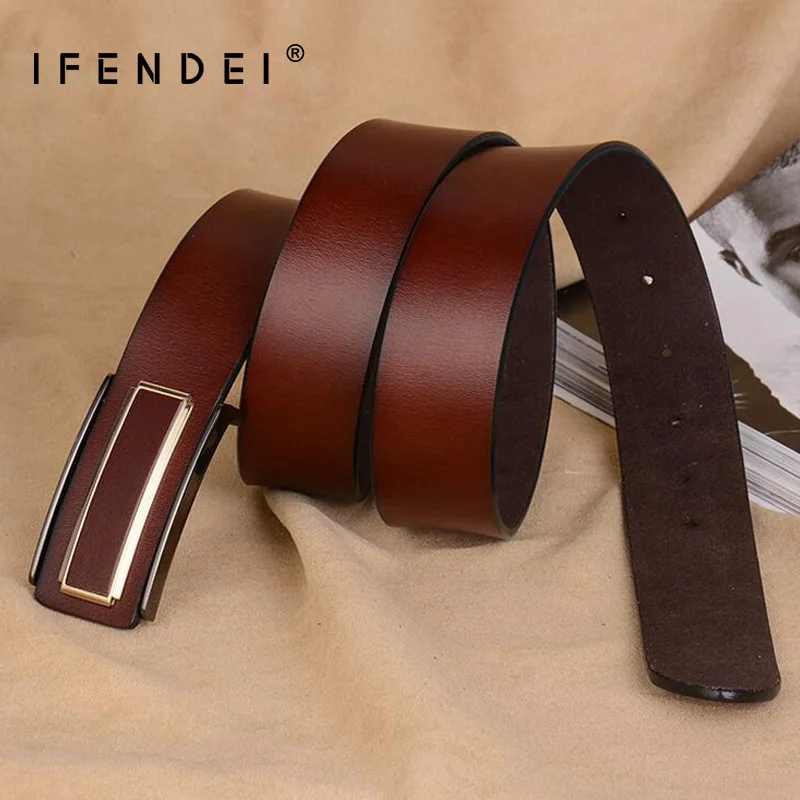 Мужской ремень IFENDEI из спилка с пряжкой воловьей кожи Деловой Повседневный