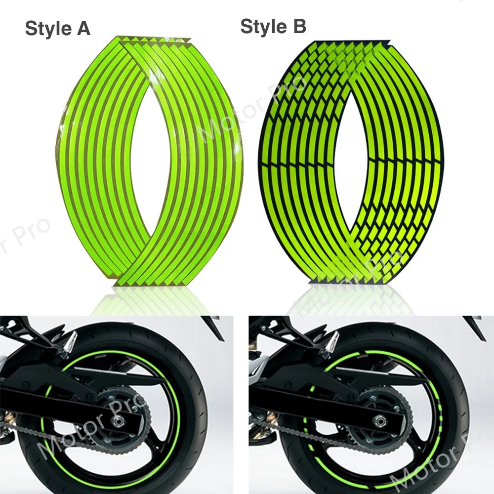 16pcs//set Bicycle bike Motorbike Reflective Rim Tape Wheel Sticker Decal 23*10cm