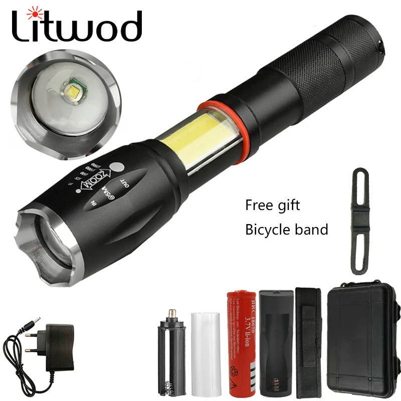 

Z20 1005A CREE T6 Super bright Multifunction Led flashlight torch hidden COB flashlight tail magnet design gift box + free gift