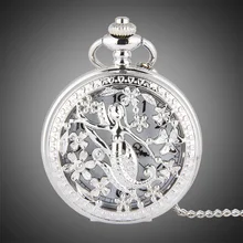 TFO карманные часы серебряные полые лепестки объемные танцы Русалка дизайн кулон Дамская мода подарок ожерелье