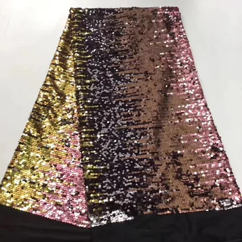 

Best Selling Net Lace African Lace Fabric Multicolor Gold Nigerian French Fabric 2018 High Quality Nigeria Tulle Sequins