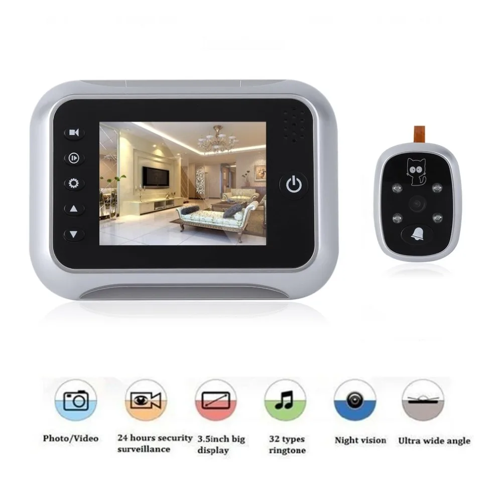 

3.5 inch LCD T115 Screen Doorbell Viewer Digital Door Peephole Viewer Camera Door Eye Video record 120 Degrees Night Vision