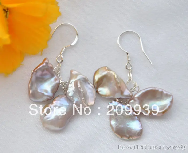 

hj 0025 lavender lamina KESHI REBORN PEARL DANGLE EARRING 925SILVER