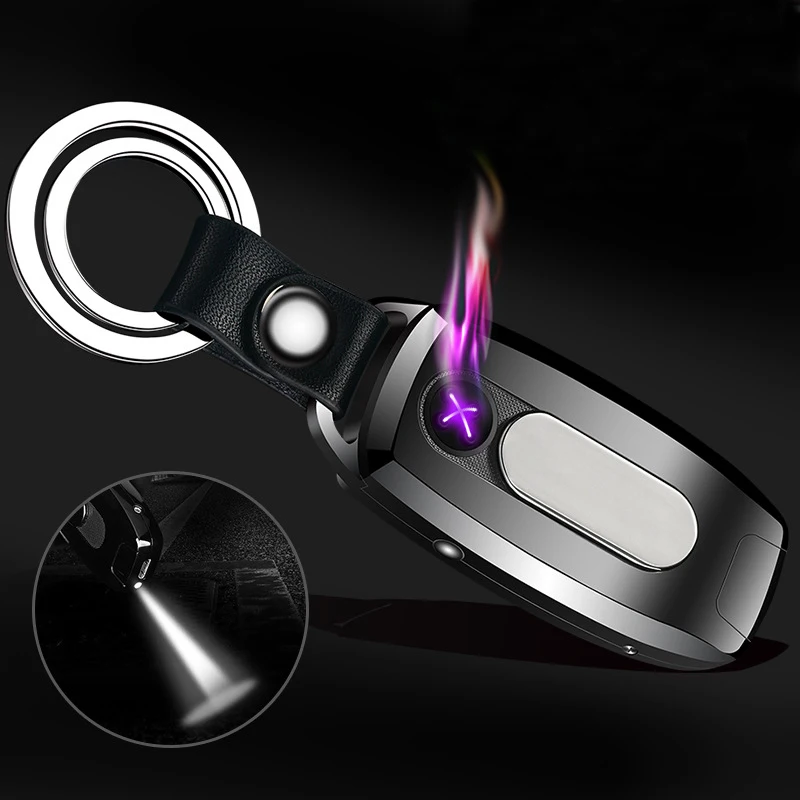 

New Dual Arc Electronic Cigarette Lighter Creative Keychain Charging USB Double Arc Cigarette Lighter Windproof Plasma Lighter