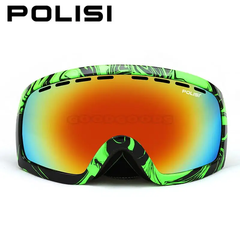 POLISI de las mujeres de los hombres de esquí Snowboard gafas UV protección Anti-niebla doble capa lente Esqui nieve gafas deportes al aire libre de Skate gafas