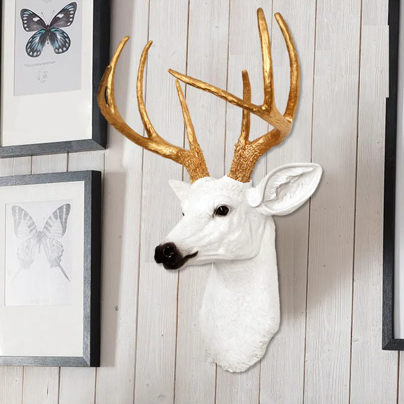 

Resin 1:1 Action Figure Model decorations Nordic white Geometric art elk Wall Head Portrait Modern minimalist living decoration