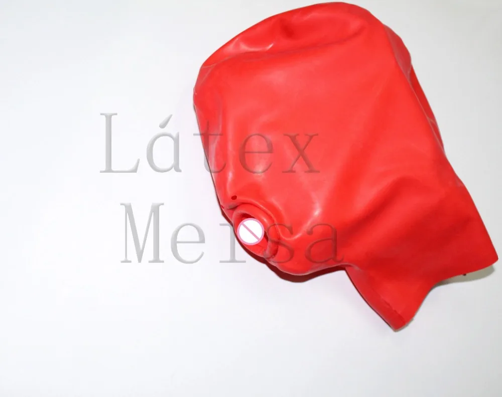

Red head latex hoods sexy exotic rubber masks open nostrils and with rolling mouth attached back zip