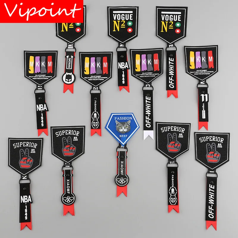 

VIPOINT embroidery printed metal patches chain letter patches badges applique patches for clothing YM-75