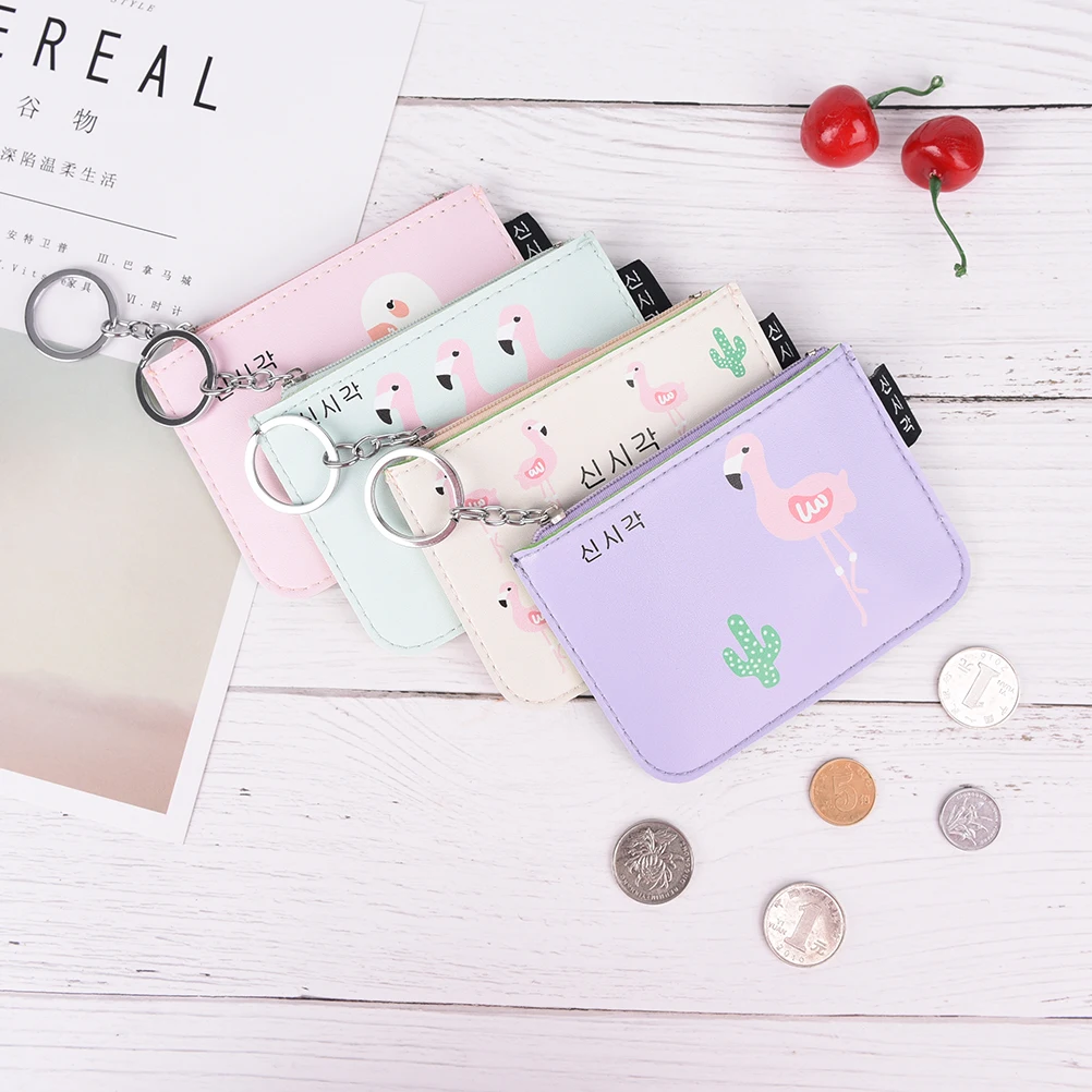 1PCS  Coin Clutch Handbag Female Short Purse Cards Holder 4Colors Fashion Women Flamingo Printing Wallet