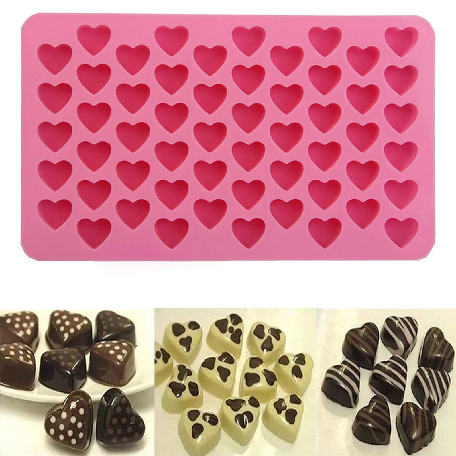 

Silicone Mold Cute Mini Heart Shape Silicone Ice Cube Chocolate Baking Candy Soap Mold Making Cake Bread Mousse Jelly Chocolate