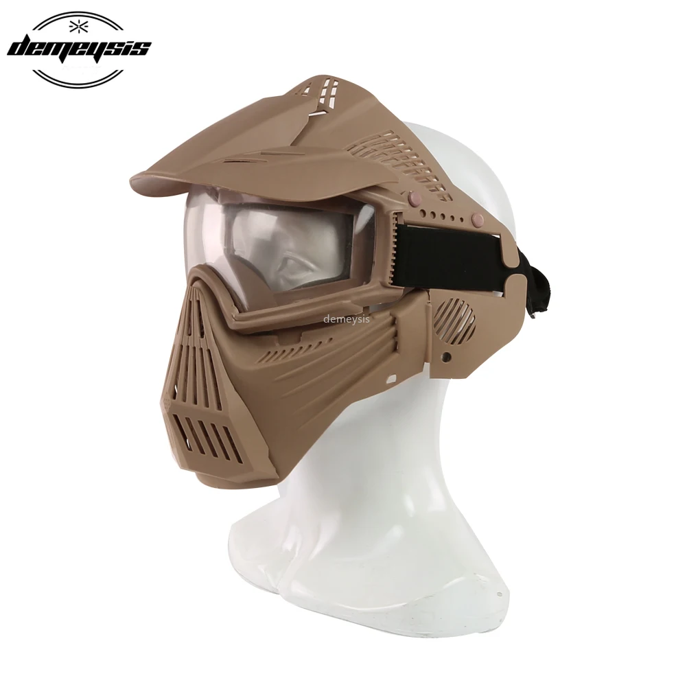 

Tactical Full Face Mask with Lens Airsoft Hunting War Game Mask Protective Goggle Full Face Masks