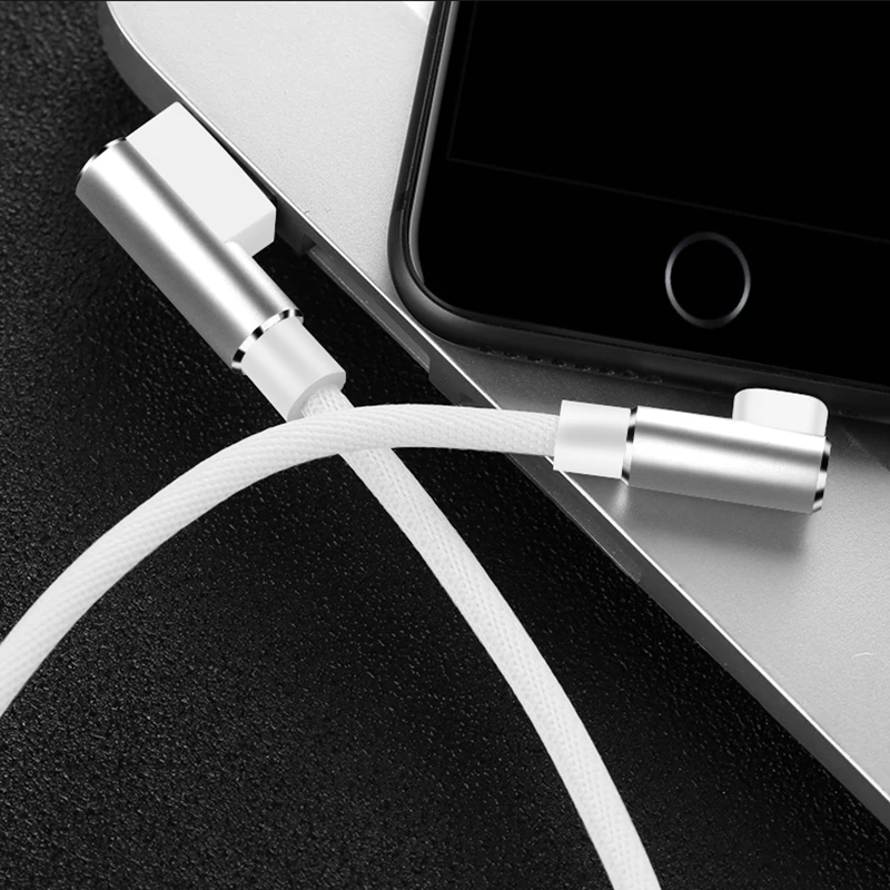 2 м USB кабель 3а быстрое зарядное устройство Шнур 90 градусов локоть для iphone кабель Xs max Xr X 8 7 6 plus 6s plus ipad мини мобильный телефон