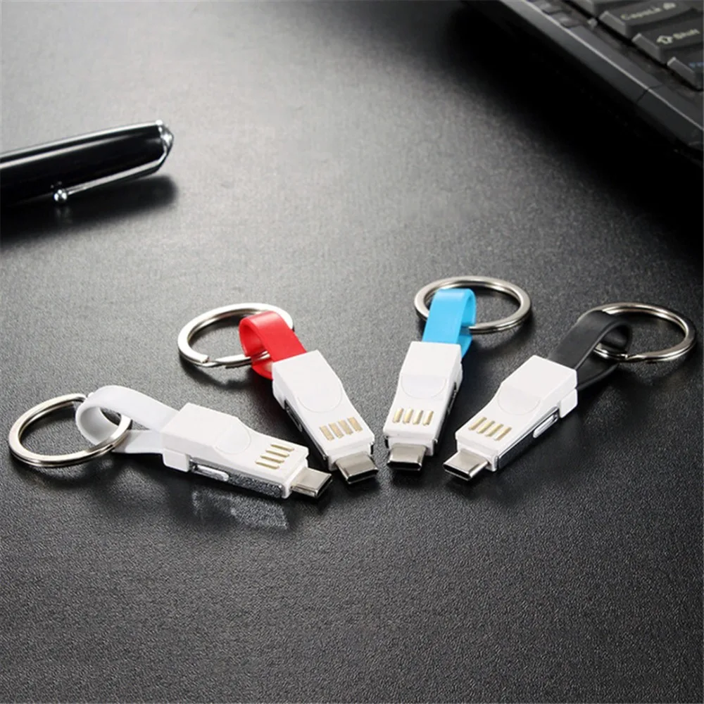 3 в 1 брелок USB кабель для зарядки Micro usb type C кабель для освещения для iPhone XS Android 2A Мини Брелок Зарядное устройство кабели для зарядки