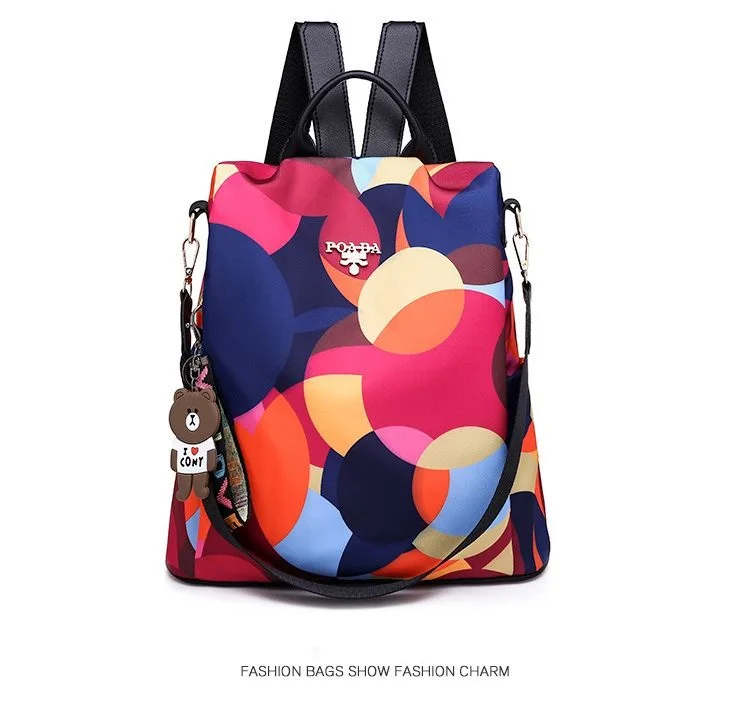 

New Backpack for women Oxford canvas print travel bag multi-function female X014 rucksack daily shoulder big capacity bags