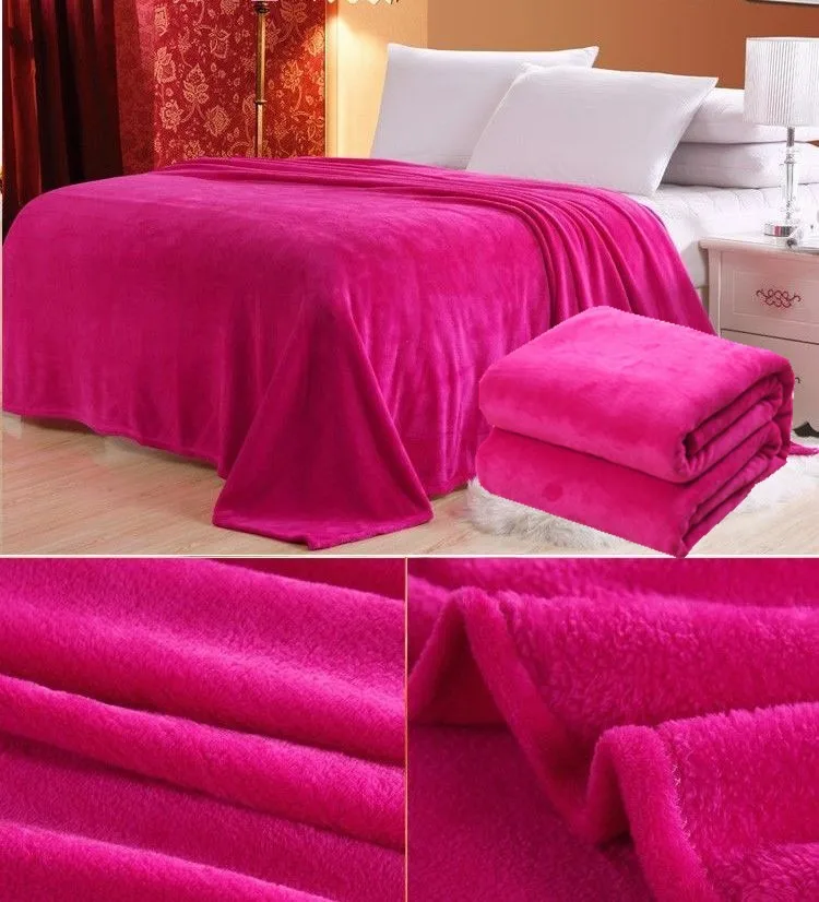 Большой размер супер мягкий Микроплюш кровать Флисовое одеяло сплошной чистый цвет розовый одеяло пледы покрывала пледы Пледы для кровати gift39