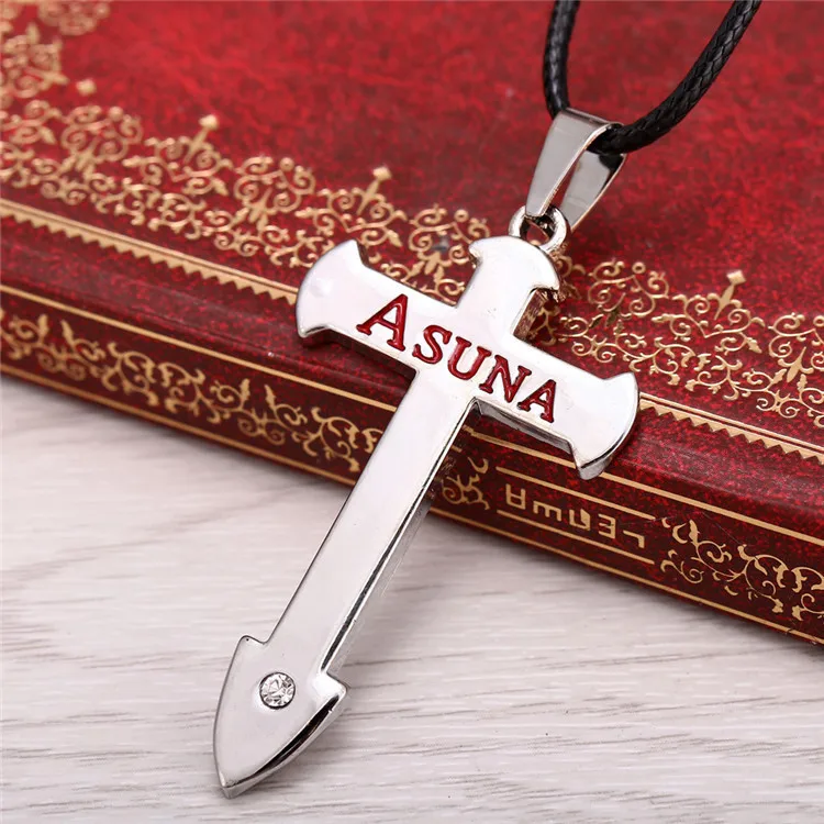 

Free shipping2015 Hot Sword Art Online SAO Sword Crossed Elucidator Necklace Pendant Unisex Chain