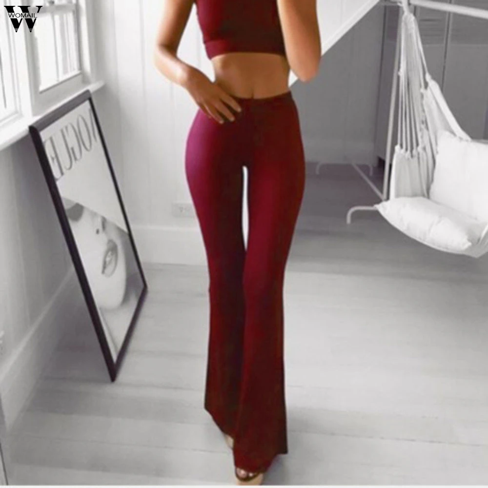 

Womail Women Pants Fashion Solid Bell-bottoms Pants Female Solid Full Length Trousers Pantalon Femme Elegante Nov6