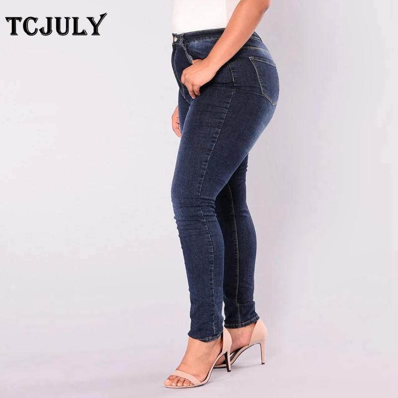 TCJULY Cotton Plus Size 2XL 3XL 4XL 5XL 6XL 7XL Mom Jeans Push Up Women's Jeans Large Sizes Stretchy Bleached Casual Denim Pants